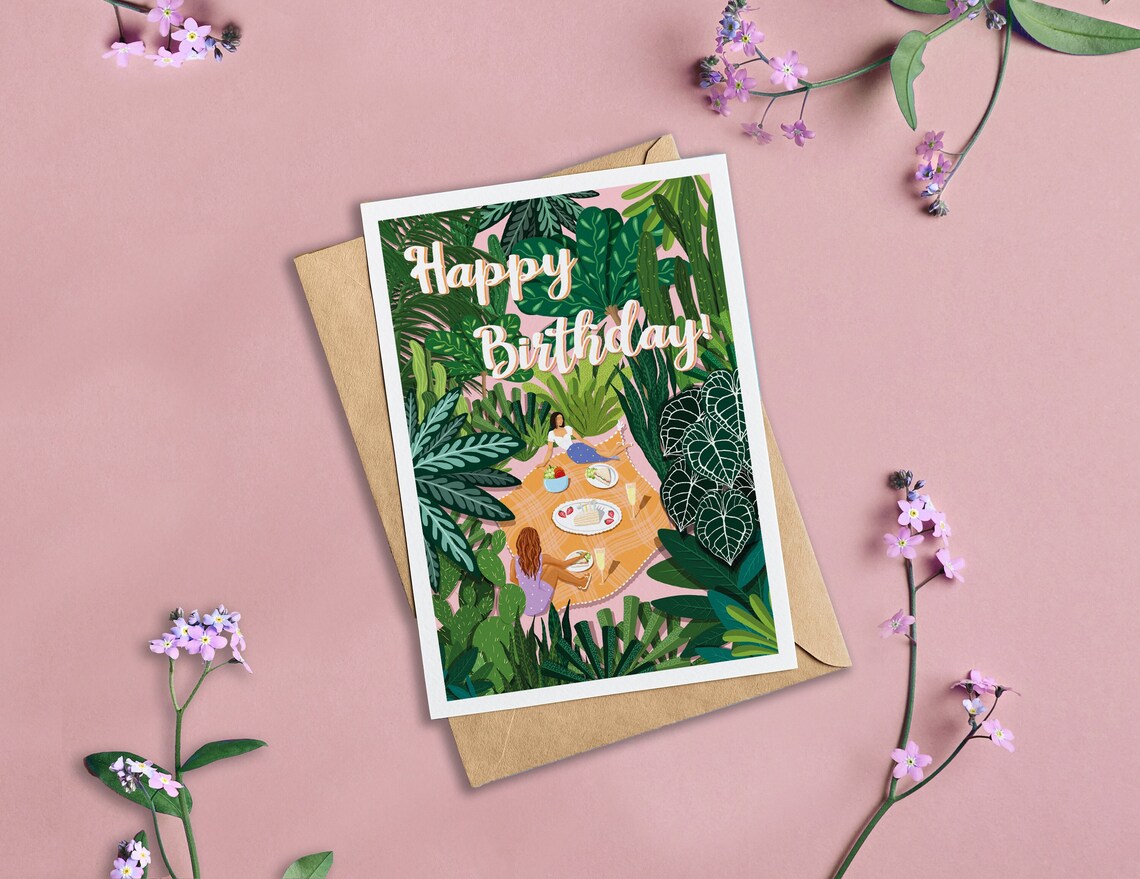 Happy Birthday Picnic in the Jungle Birthday Card